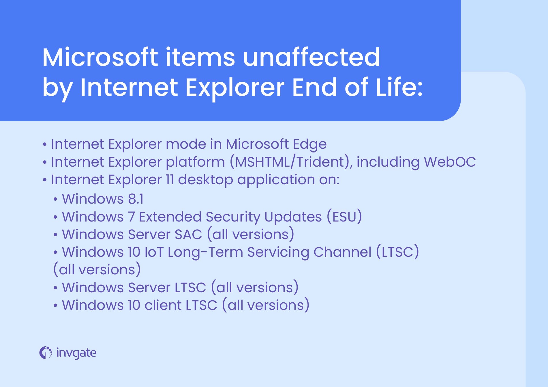 Microsoft products unaffected by IE End of Life
