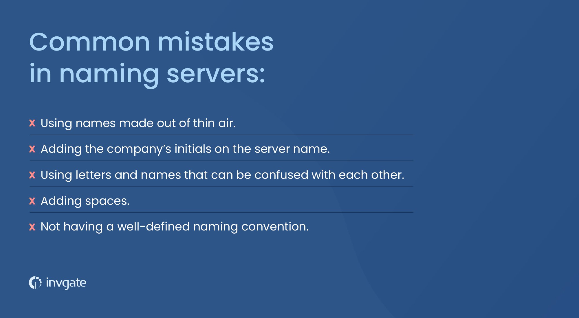 Common mistakes in naming servers