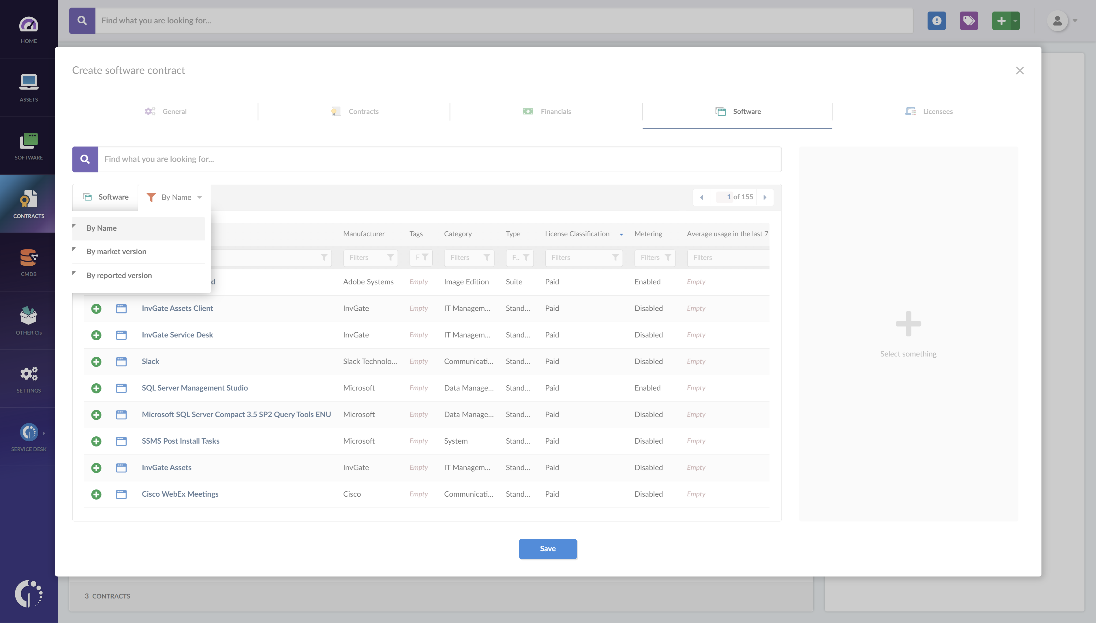 When creating software contracts, you’ll also have the opportunity to relate the contract data to the information InvGate Insight collected during the discovery process.