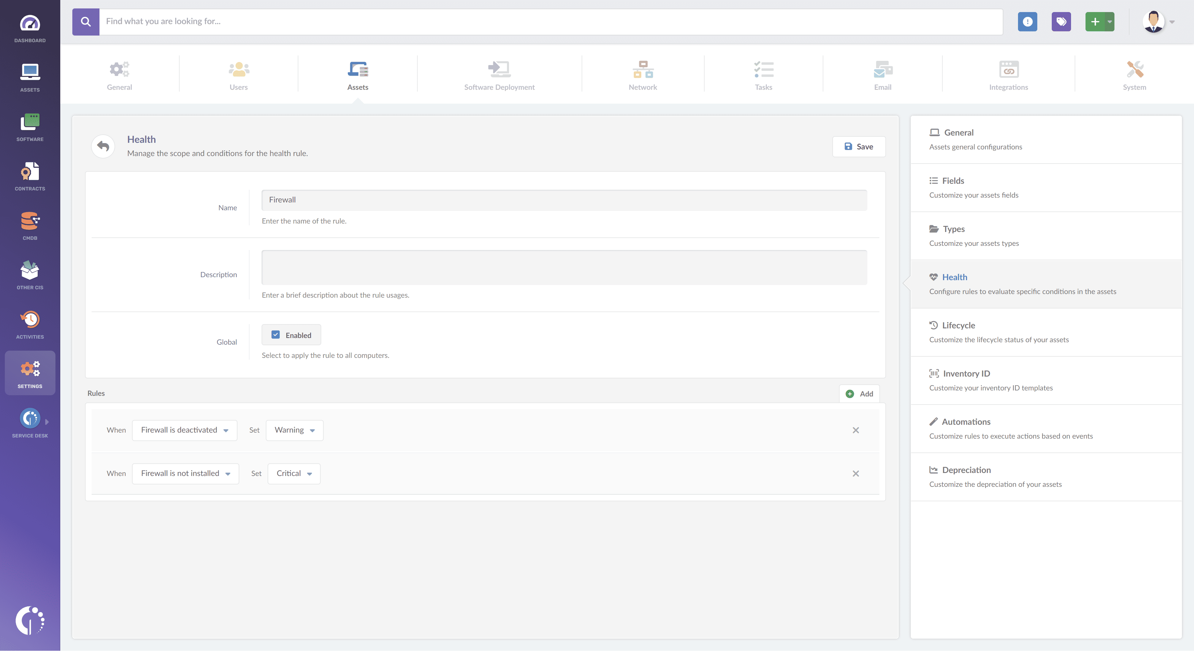 Firewall management - Health rules with InvGate Asset Management