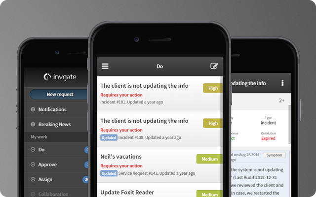 InvGate Service Desk Mobile Interface