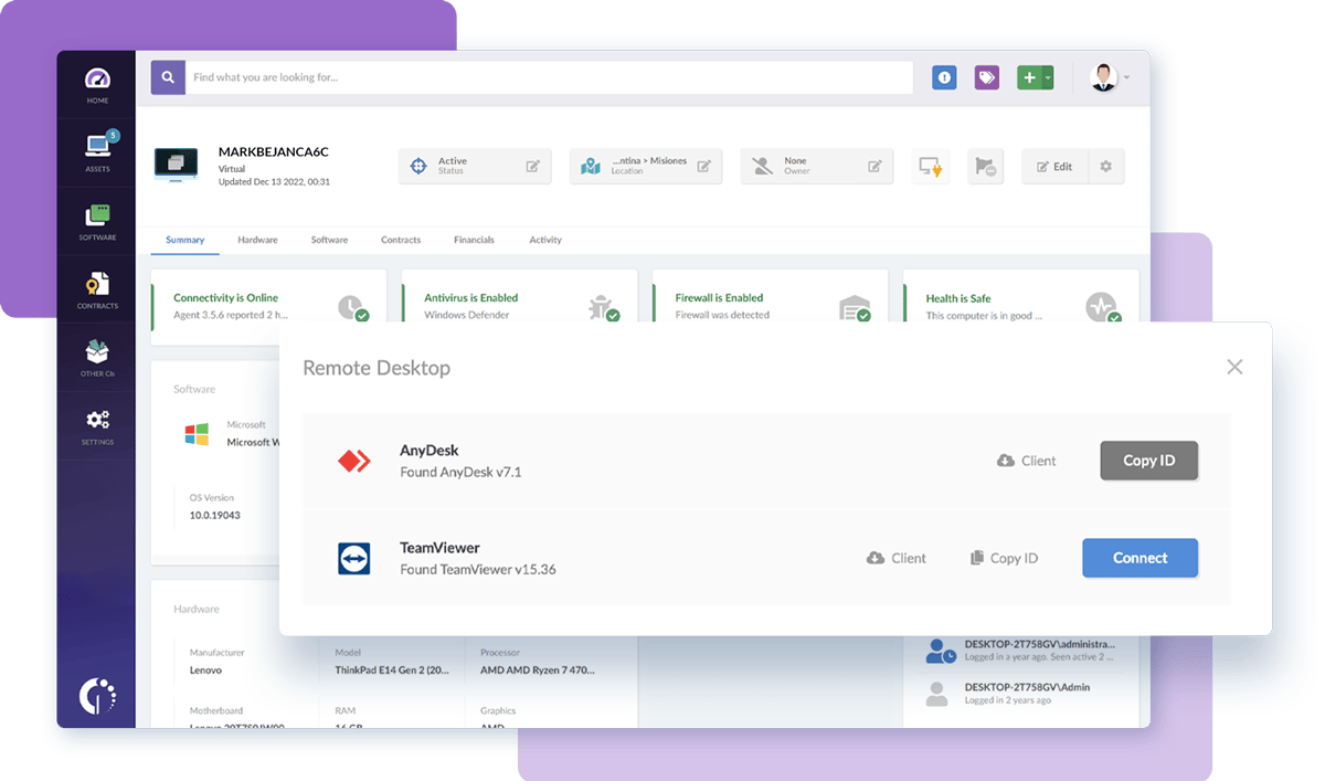 Integraciones de InvGate Asset Management para la Gestión Remota.