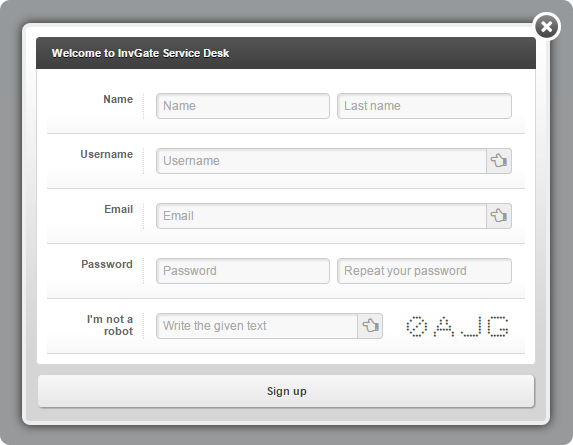 User Self Registration Service Desk InvGate