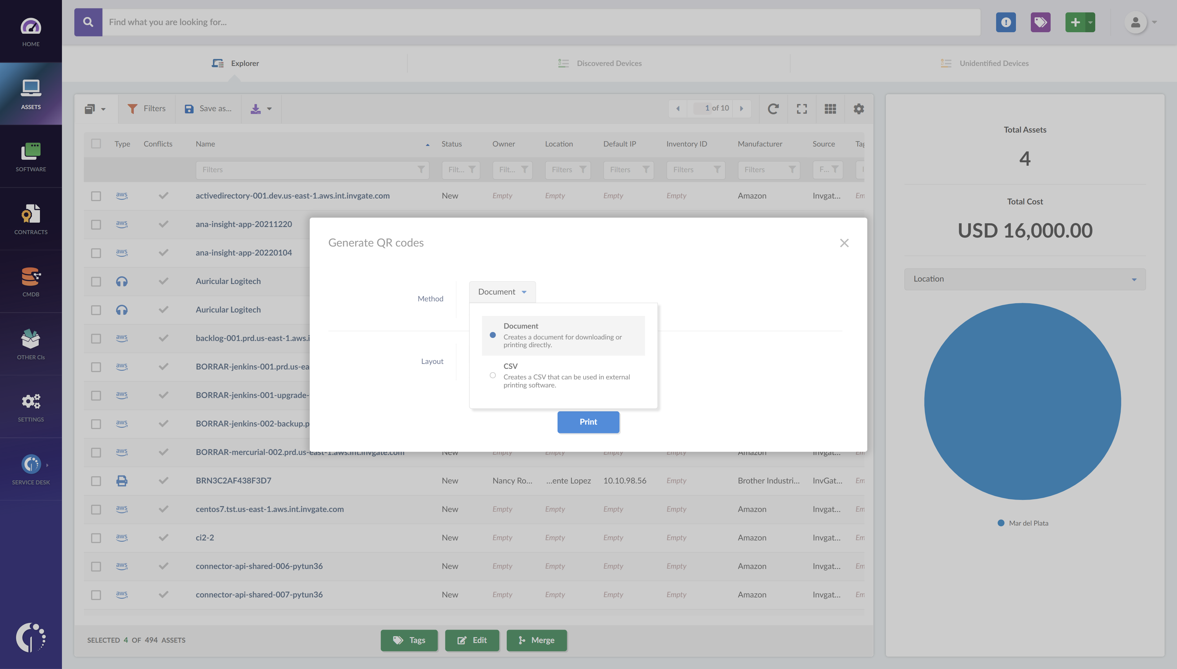 In InvGate Insight, you’ll be able to choose your preferred method and layout for the QR codes for asset management.