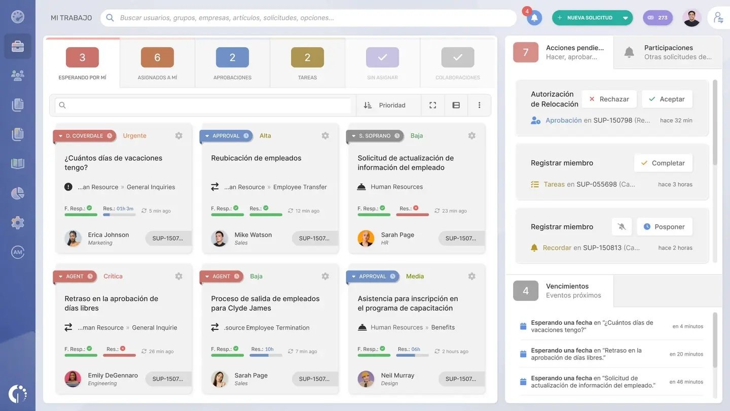 InvGate Service Management Vista de Tickets Interfaz