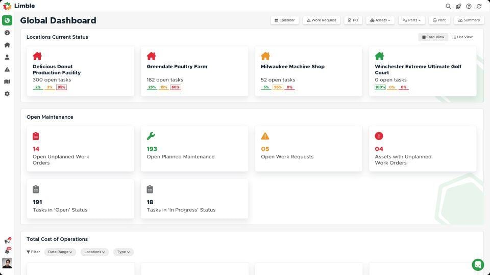 Limble CMMS interface.