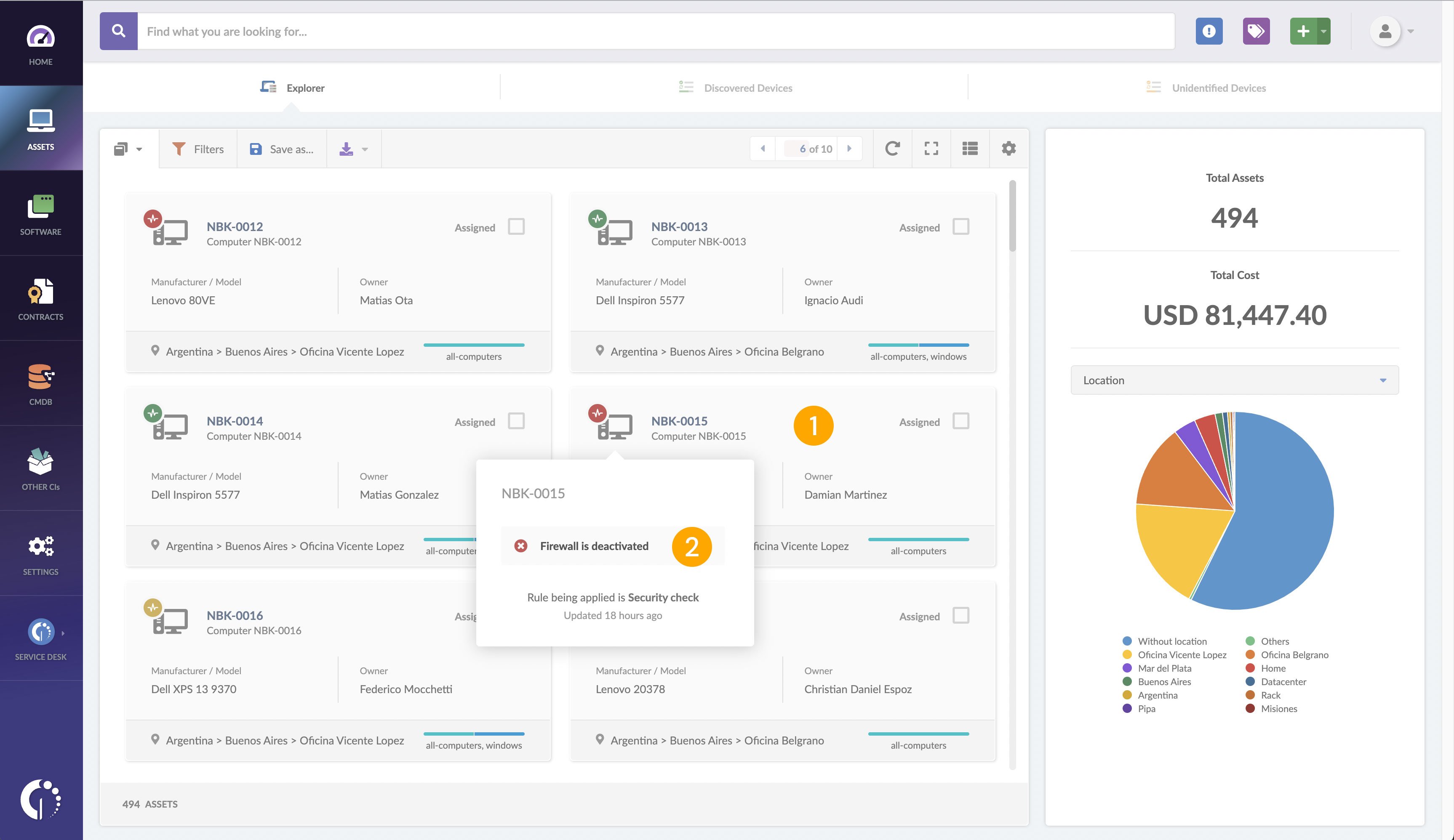 InvGate Insight's new path to easily see the health status of your assets.