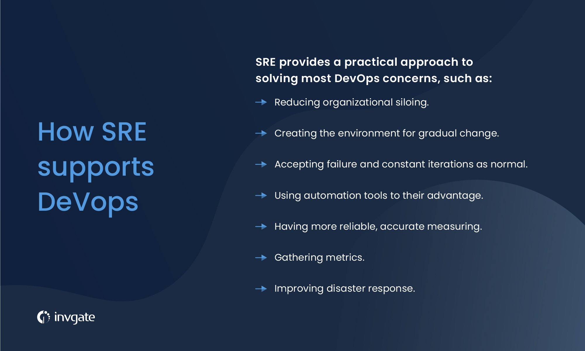 SRE and DevOps are not competing for methodologies. That’s because SRE provides a practical approach to solving most DevOps concerns.