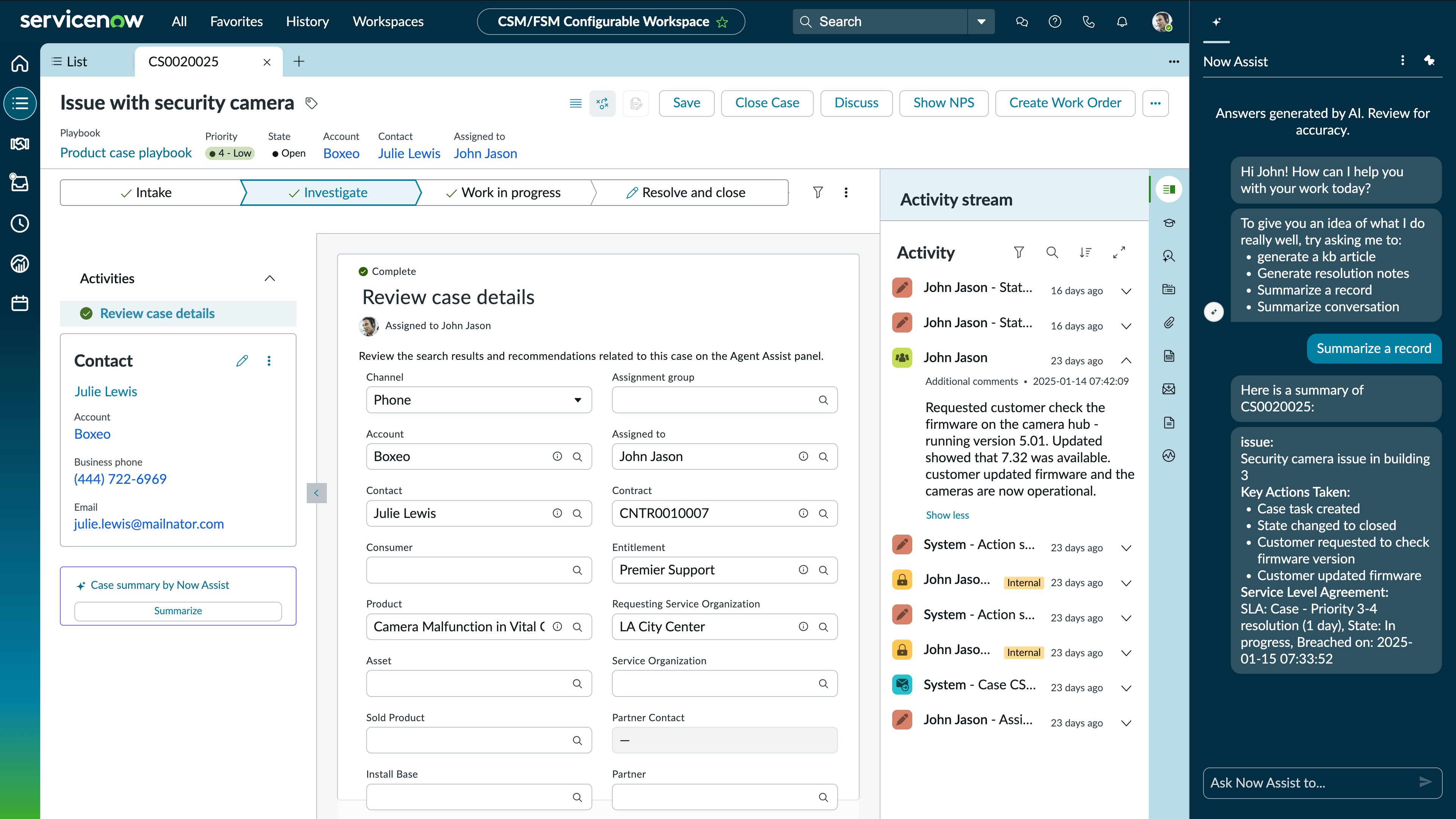 ServiceNow Customer Service Management