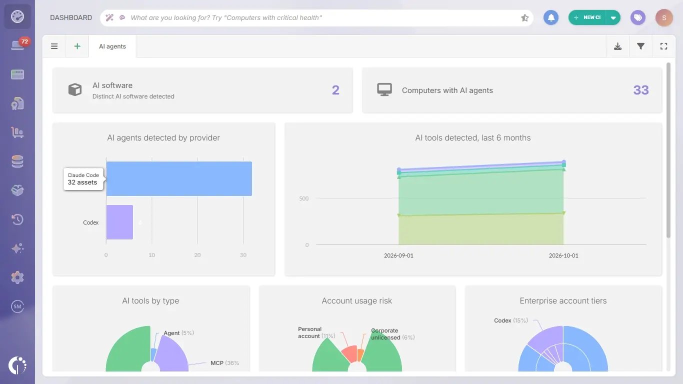 AI Agent dashboard in InvGate Asset Management.