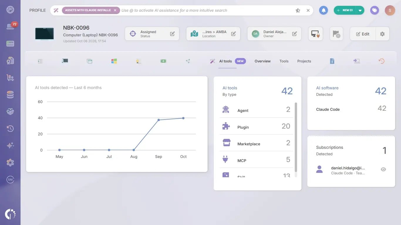 AI assets in InvGate Asset Management. 