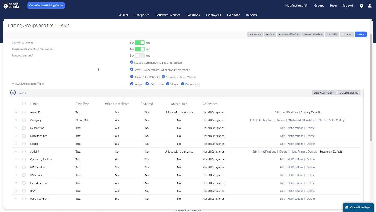 Example of Asset Panda's interface.