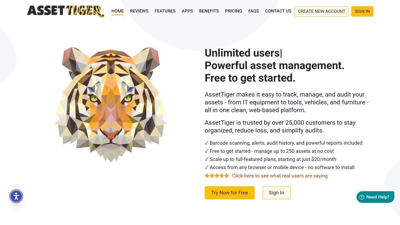 Screenshot of the AssetTiger website.