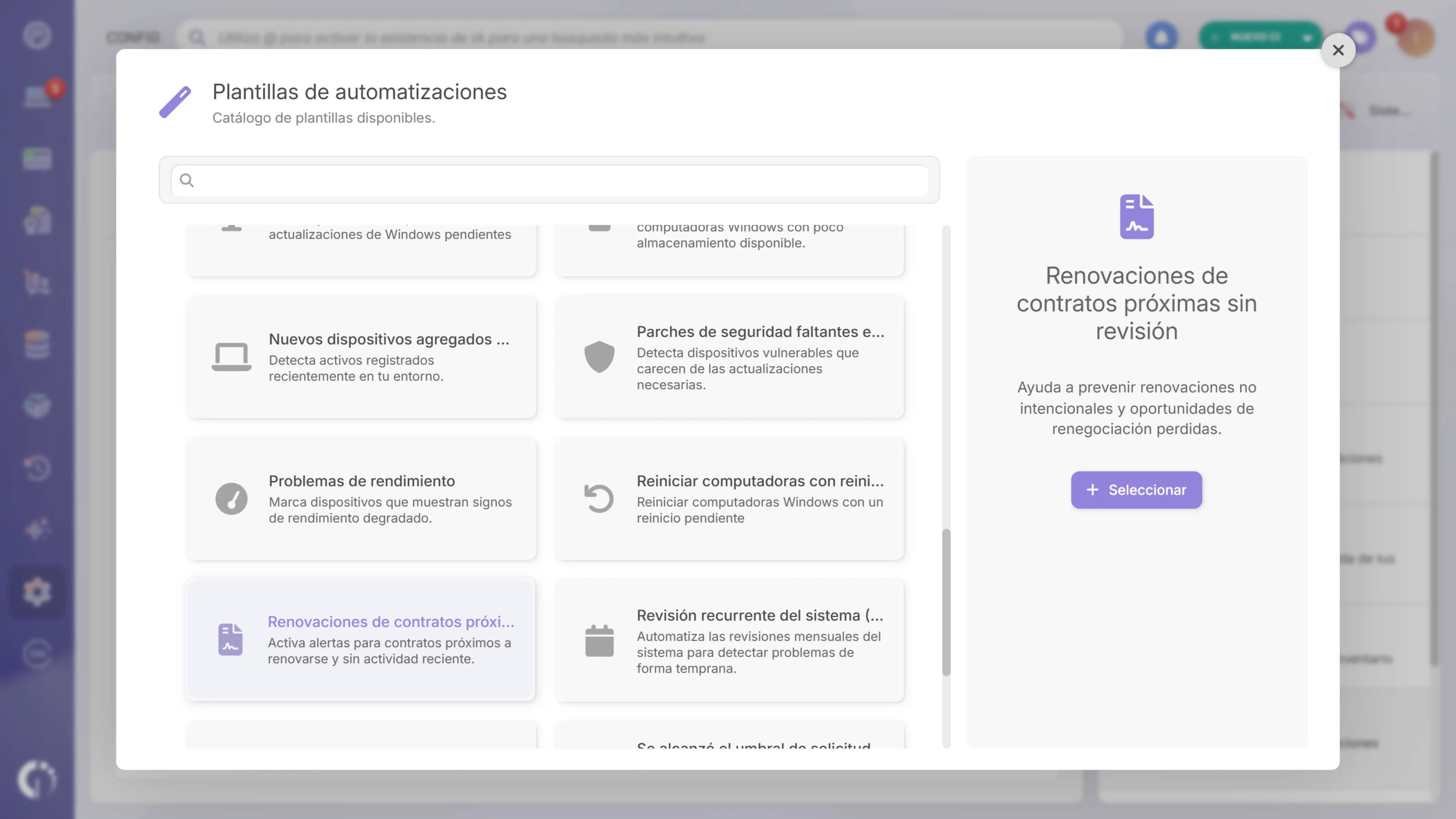 Automatizar la revisión de la renovación de contratos en InvGate Asset Management. 
