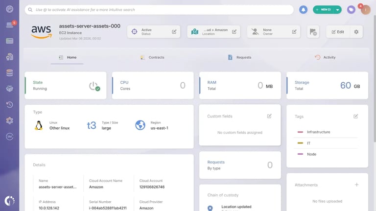 AWS asset in InvGate Asset Management.