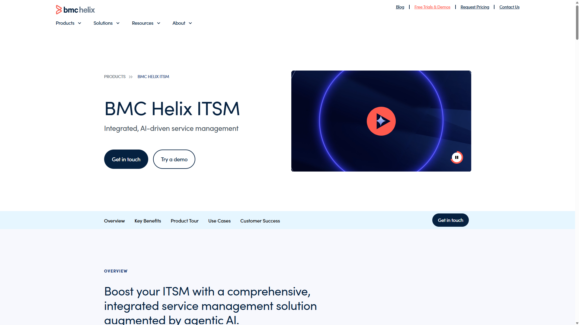 BMC Helix website's screenshot.