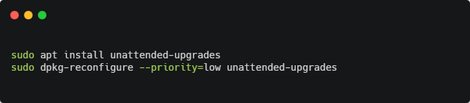 Configure unattended upgrades in Ubuntu to handle critical security patches automatically.