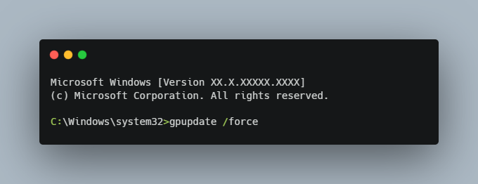 GPupdate /force - Command Prompt.