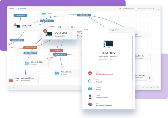 InvGate Asset Management's CMDB interface.