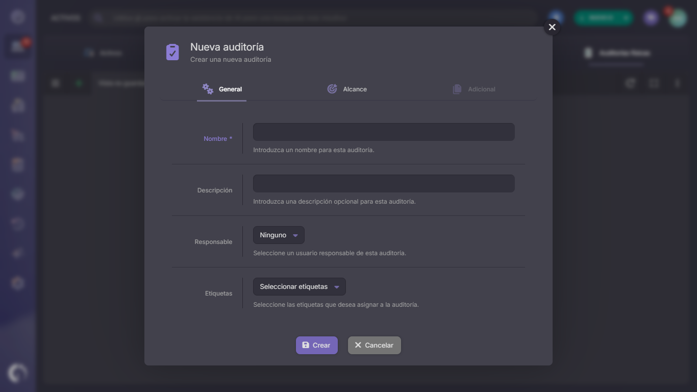 Crear una nueva auditoría física en InvGate Asset Management. 