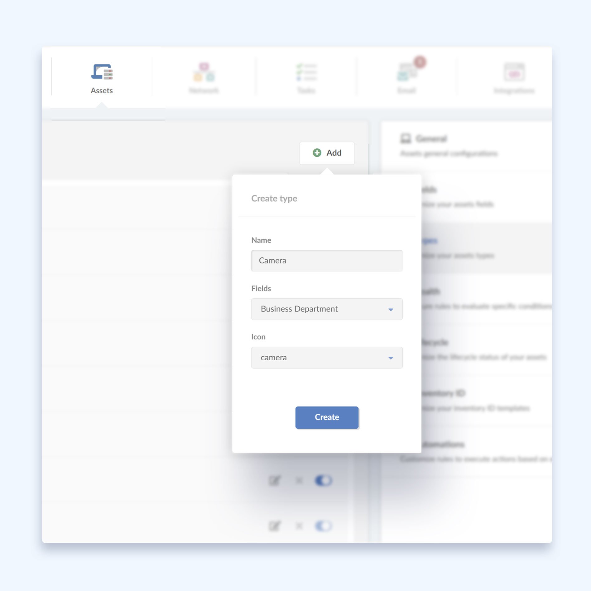 Create custom asset categories in InvGate Insight to track non-IT assets.