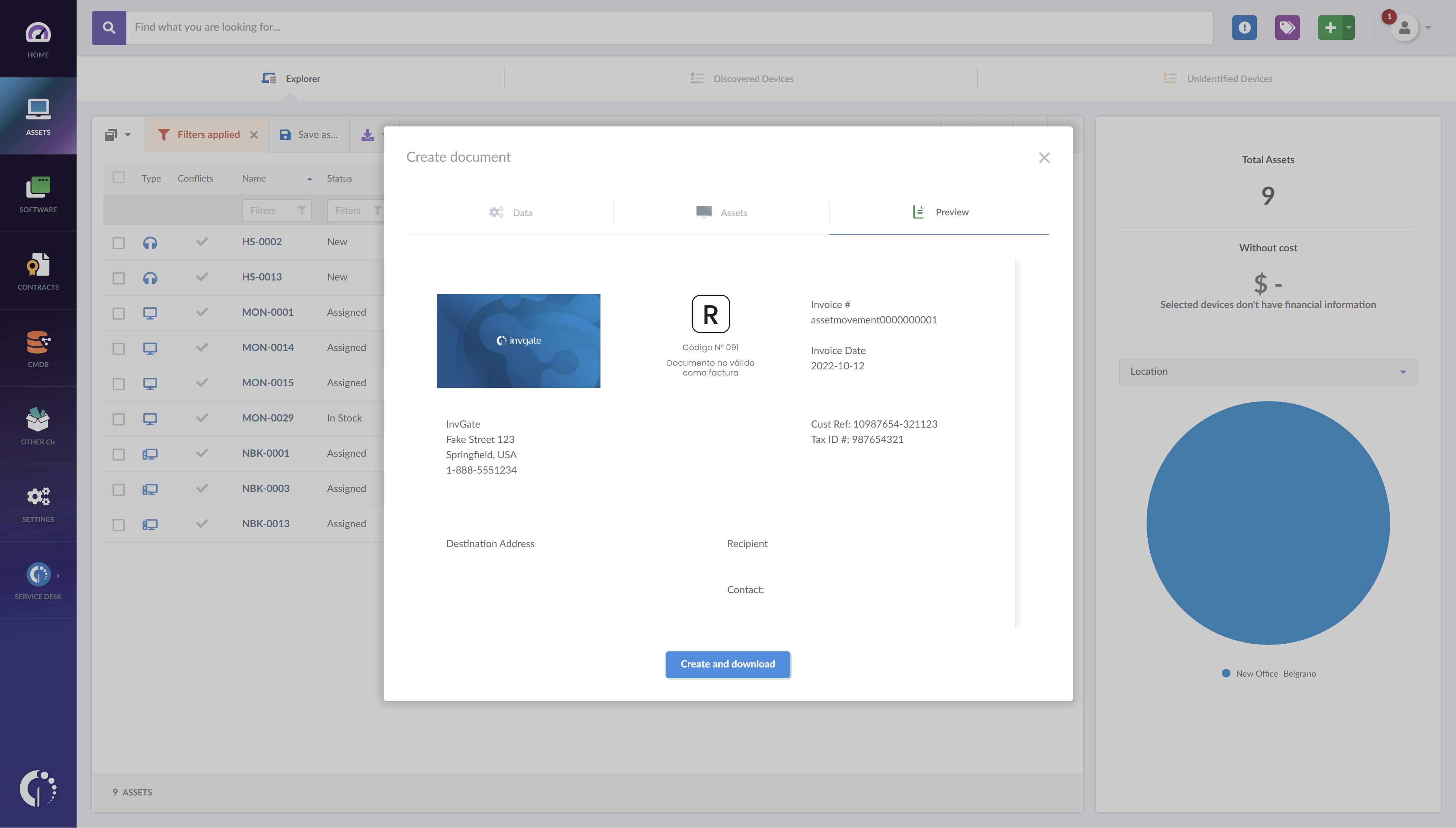 If you need to create a document detailing the asset relocation, you can easily generate one with InvGate Insight.