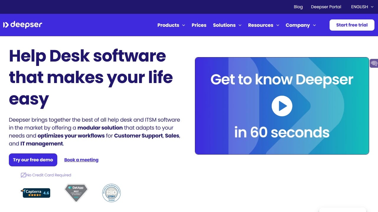 Screenshot of Deepser's website.