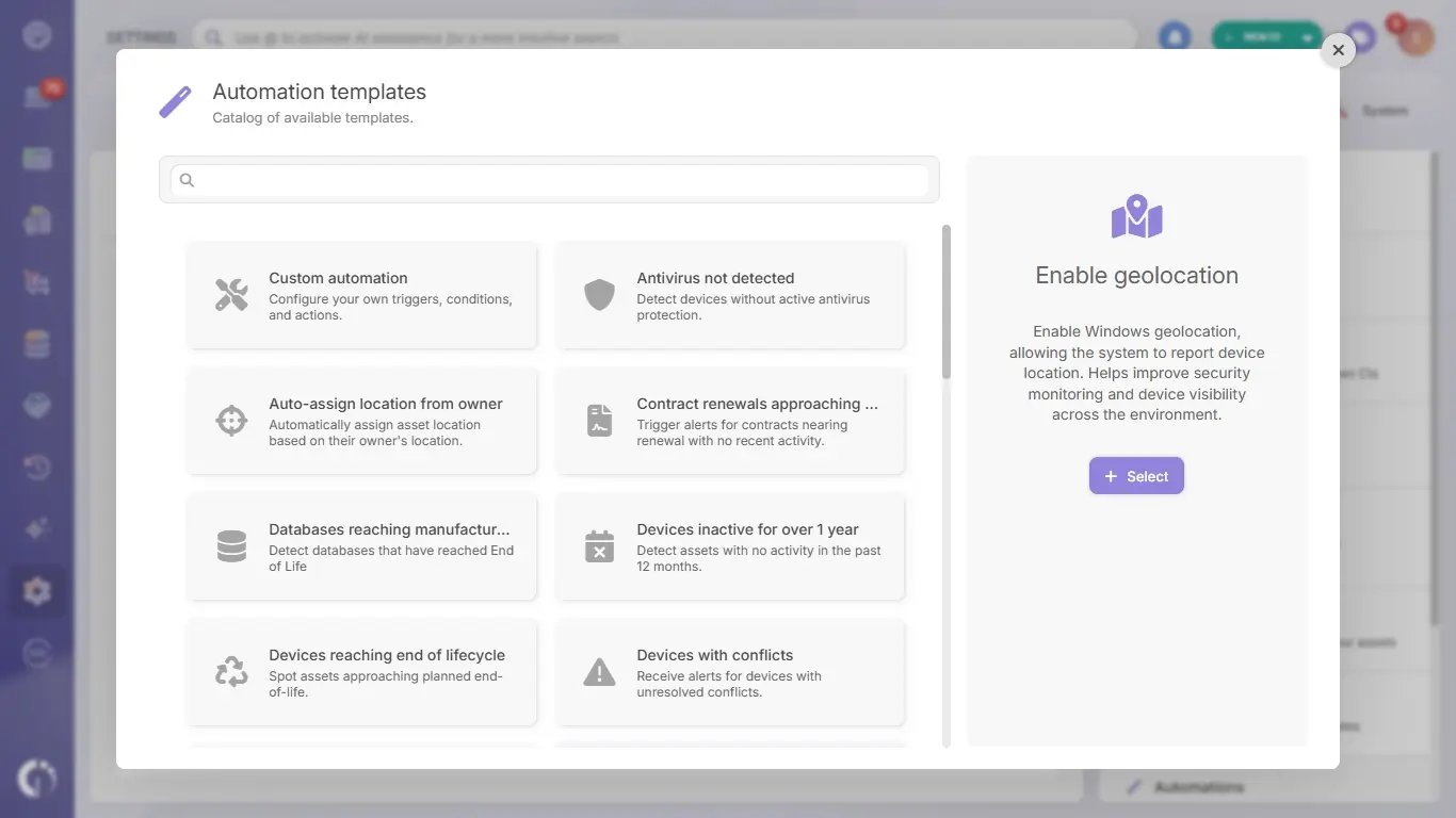 Enable geolocation InvGate Asset Management.