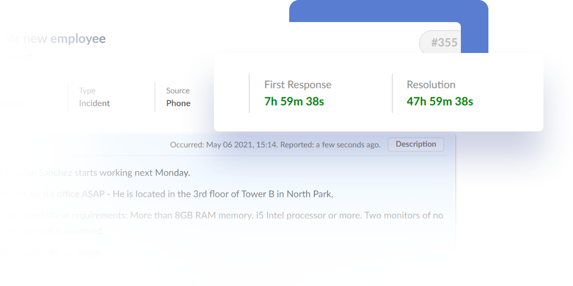 Example of SLA response time on InvGate Service Desk.