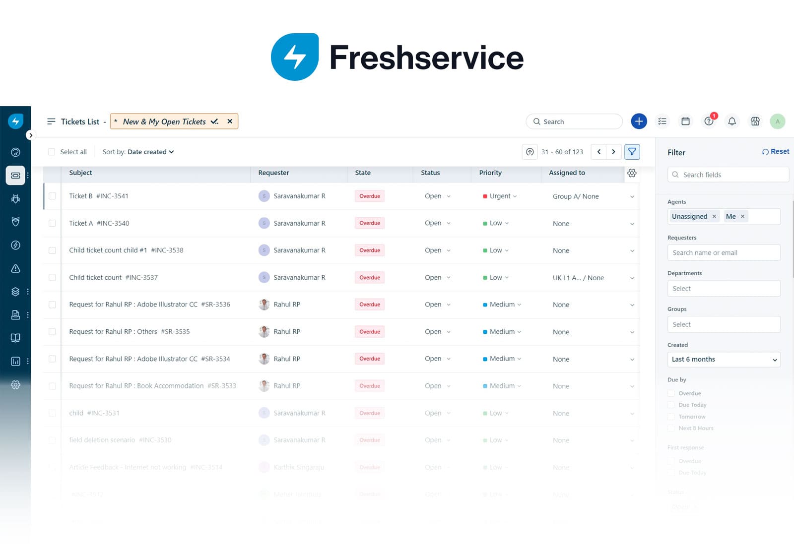 Example of Freshservice's interface.