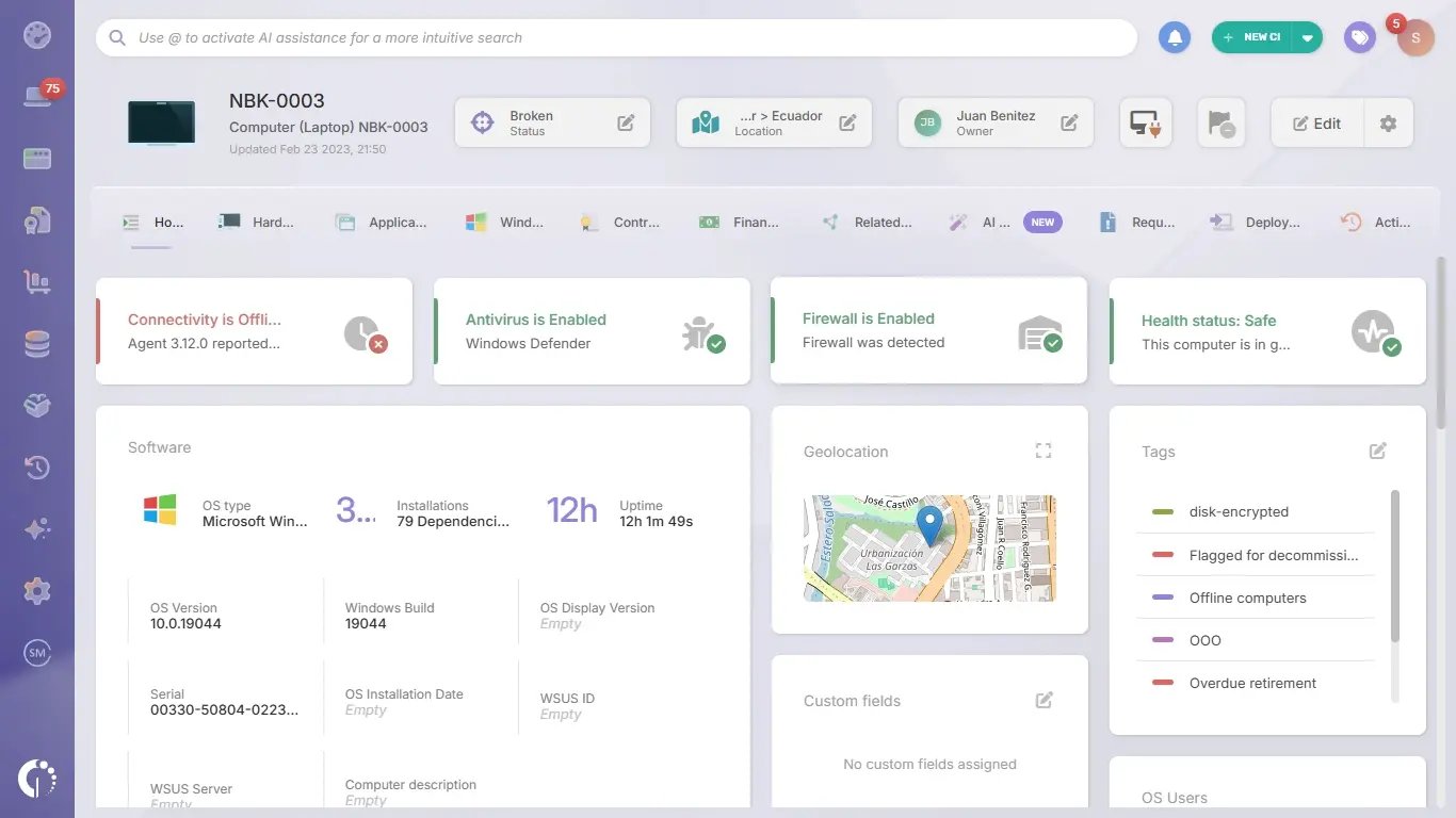 Geolocation in InvGate Asset Management.