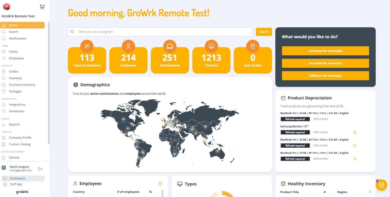GroWrk's interface.