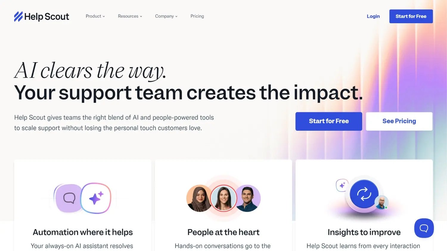 Captura de pantalla del sitio web de HelpScout.