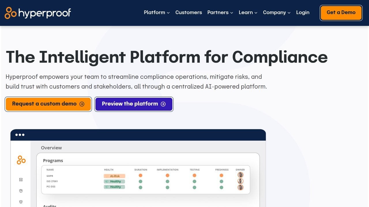 Hyperproof website screenshot.