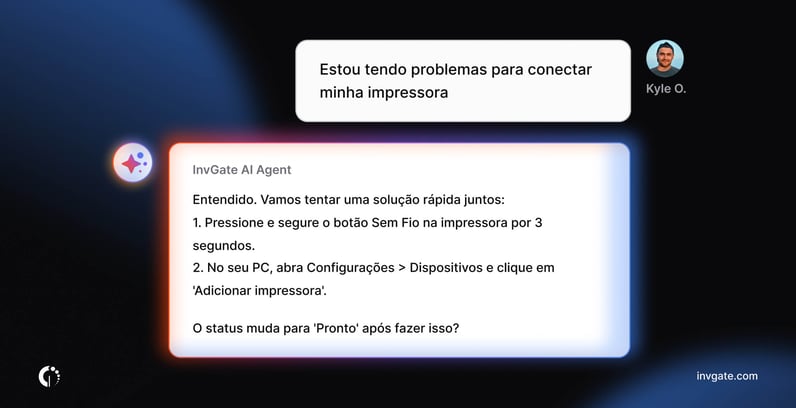 Exemplo da terceira camada de adoção de IA em ITSM dentro do InvGate Service Management.