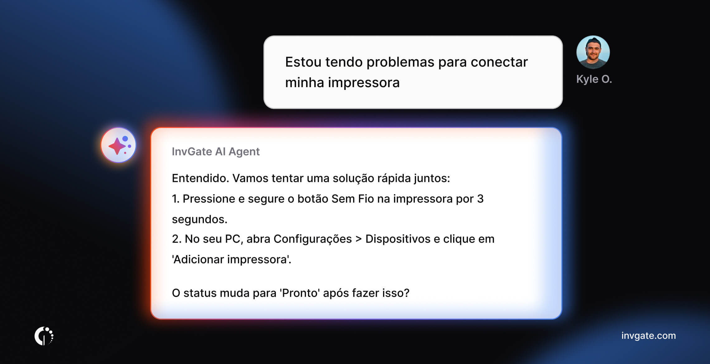 Exemplo da terceira camada de adoção de IA em ITSM dentro do InvGate Service Management.