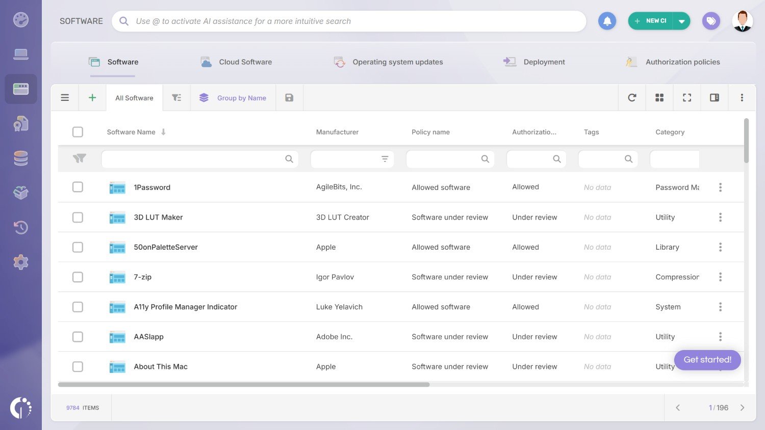 Screenshot of InvGate Asset Management Software explorer.