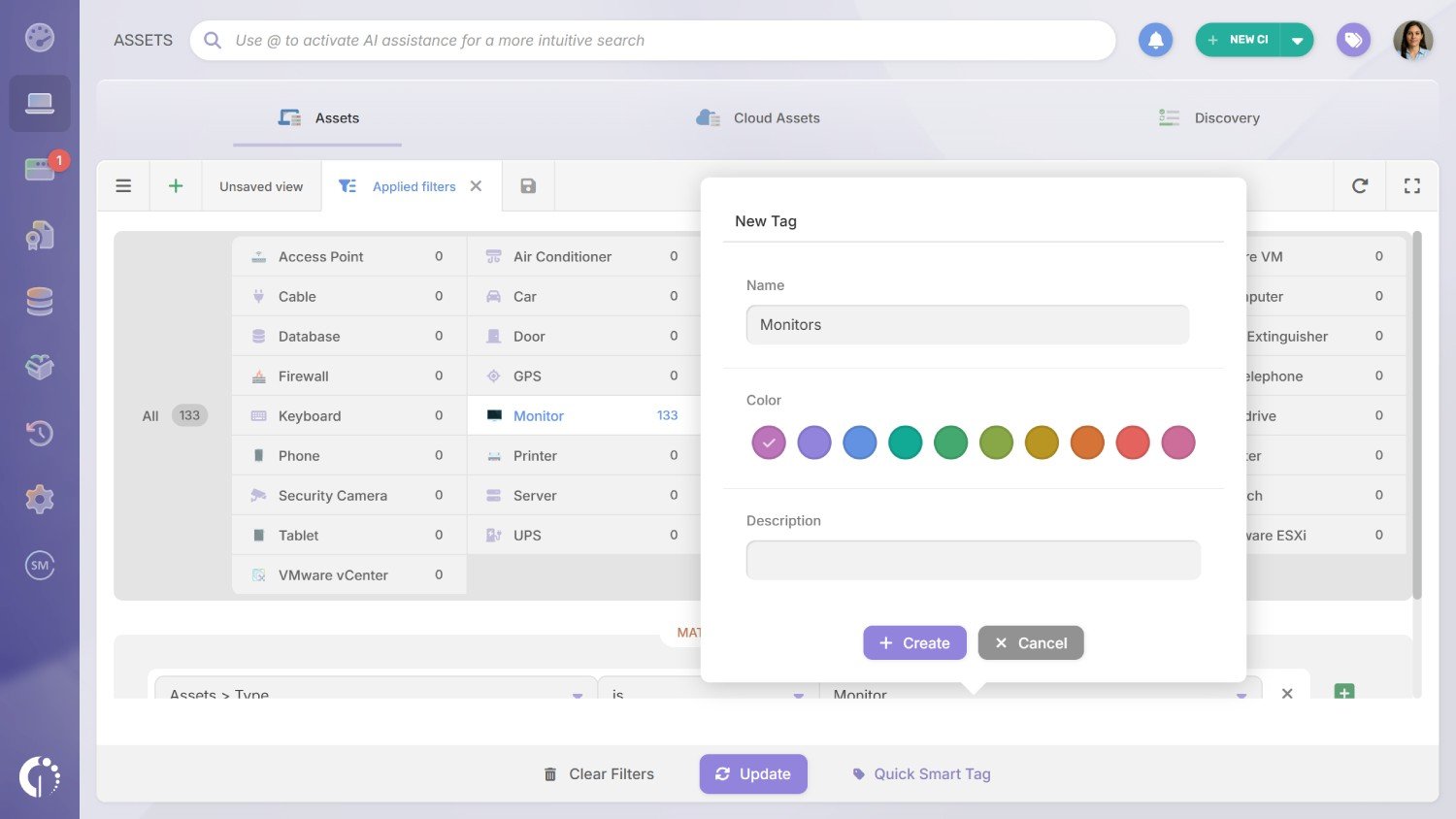 Invgate Asset Management Quick Smart Tags. 