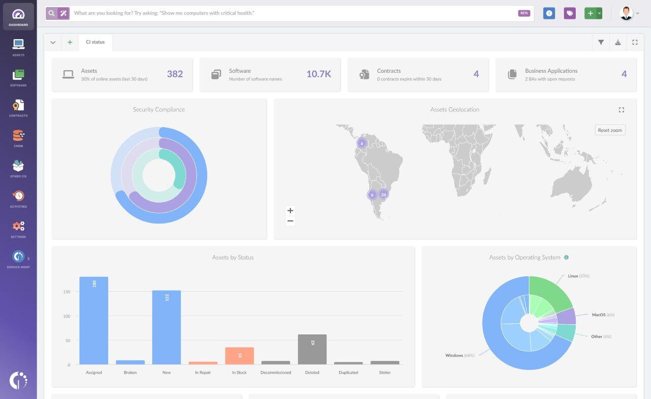 InvGate Asset Management's IT Asset Smart search lets allows users to search for assets using natural language.