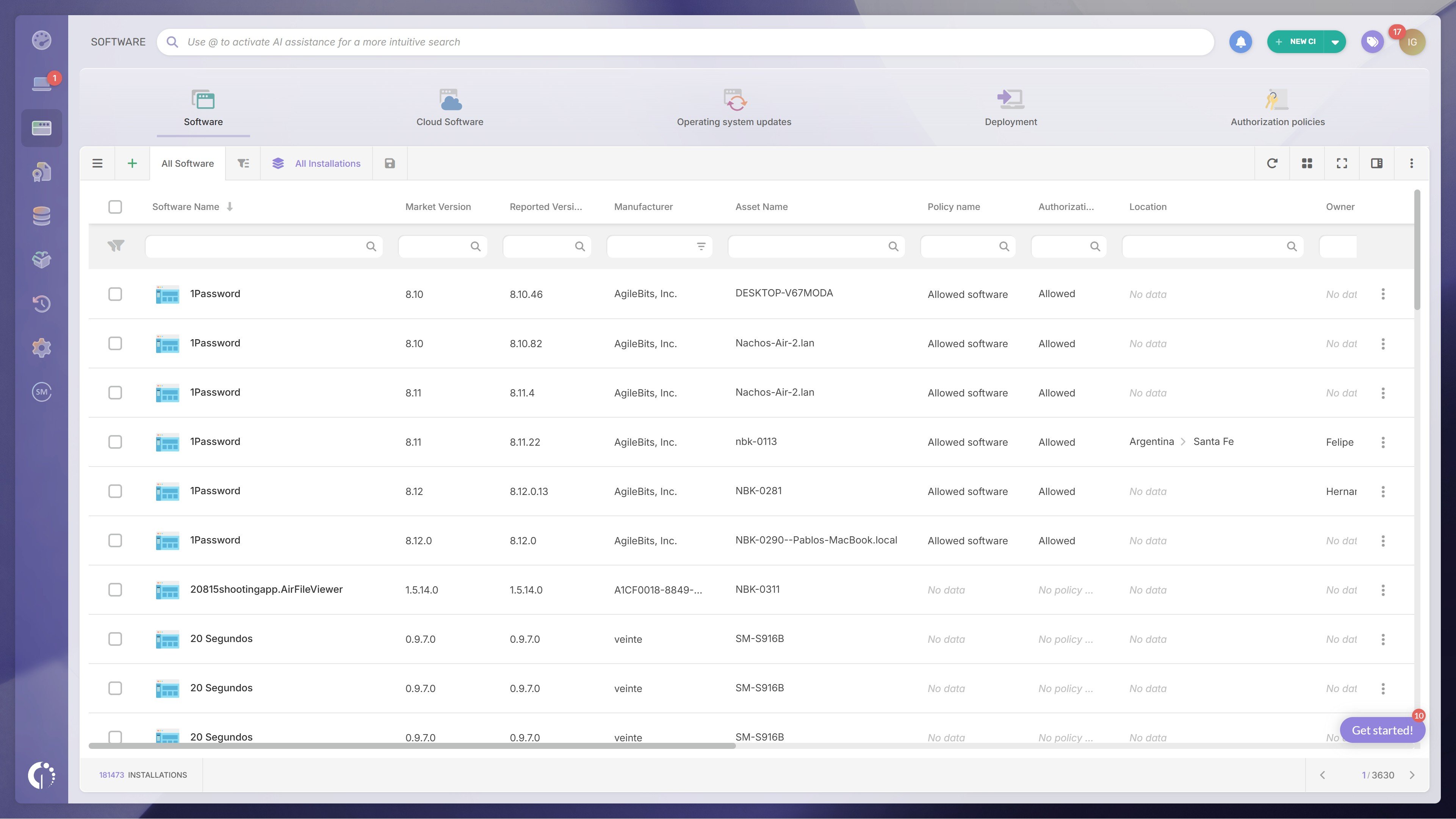 Invgate Asset Management - Software Explorer.