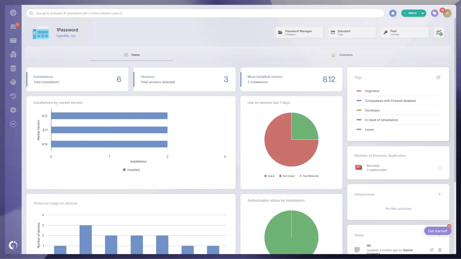 Perfil de software de InvGate Asset Management.