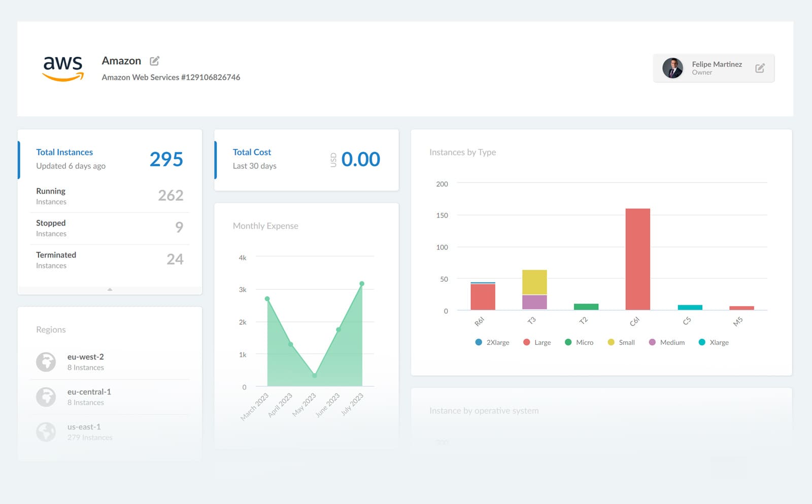 View of what the InvGate Insight and Amazon Web Services integration looks like.