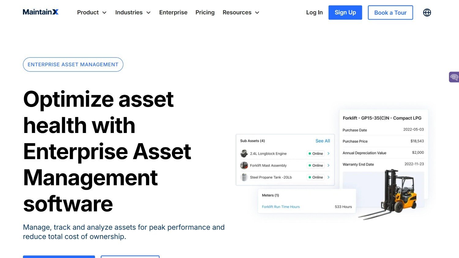 Captura de pantalla del sitio web de MaintainX.