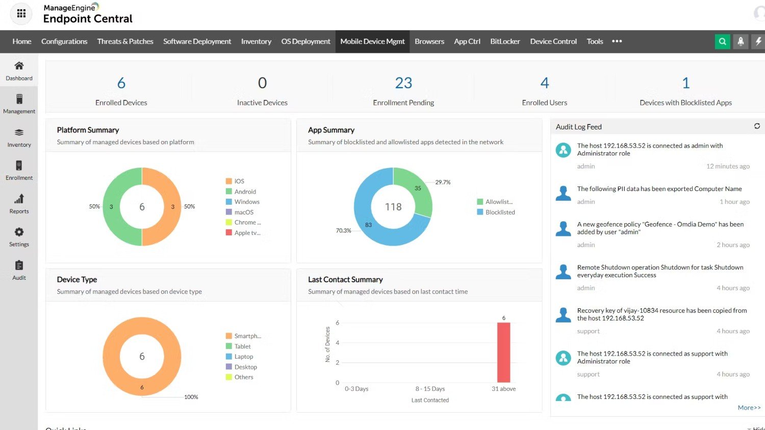Manageengine Endpoint Central - Interface.