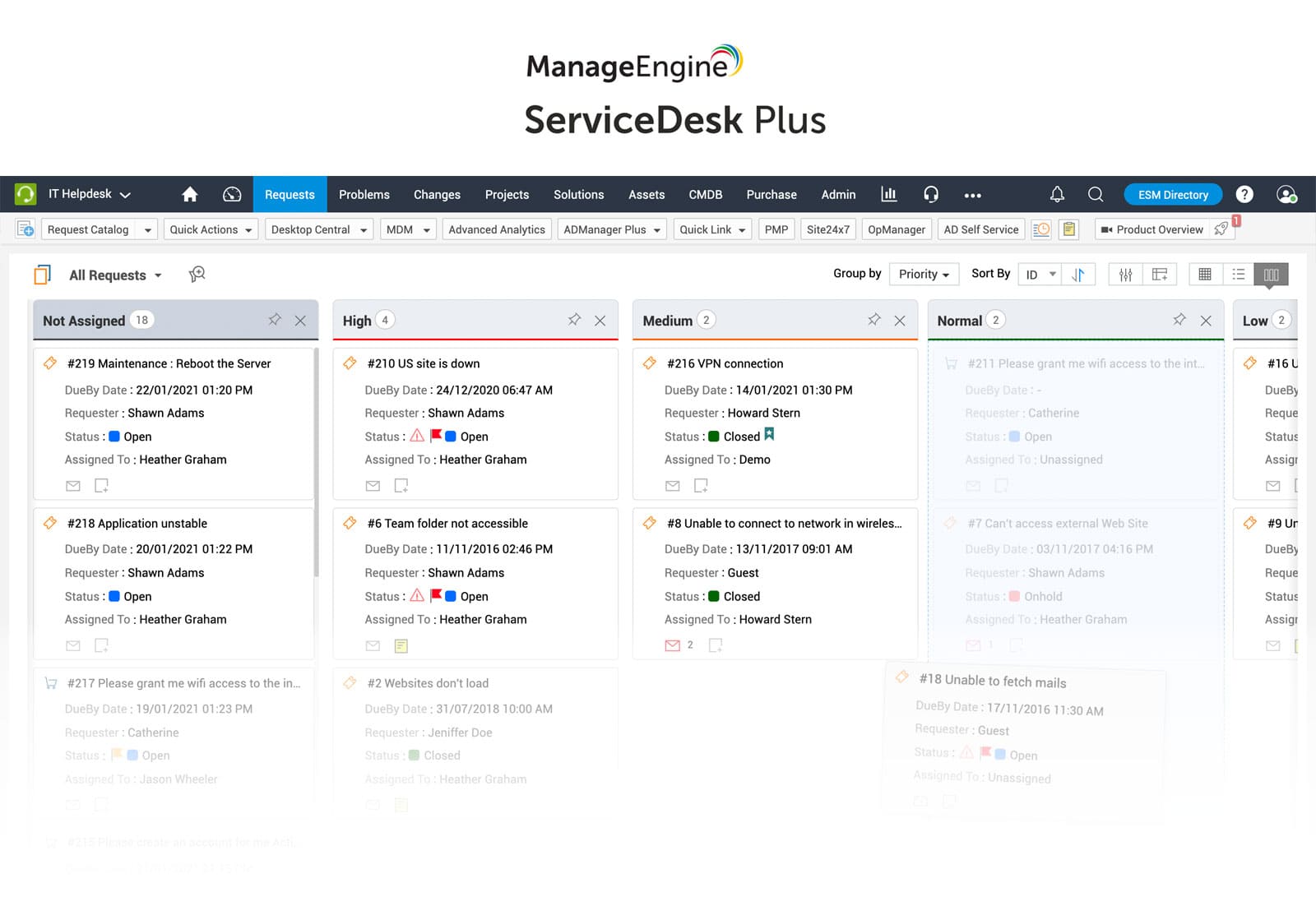 ManageEngine's user interface. Even though its offering is cost-effective, the UX is significantly outdated.