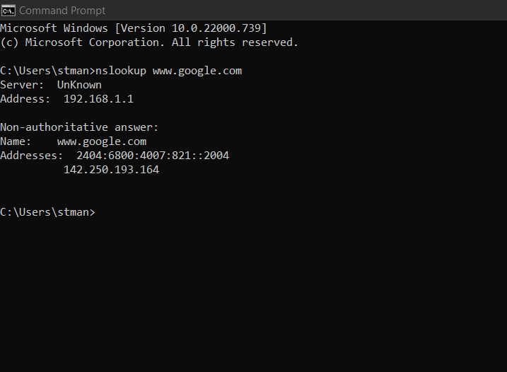 nslookup is a network administration tool used to diagnose DNS issues. The tool looks up DNS records and how they map to IP addresses.