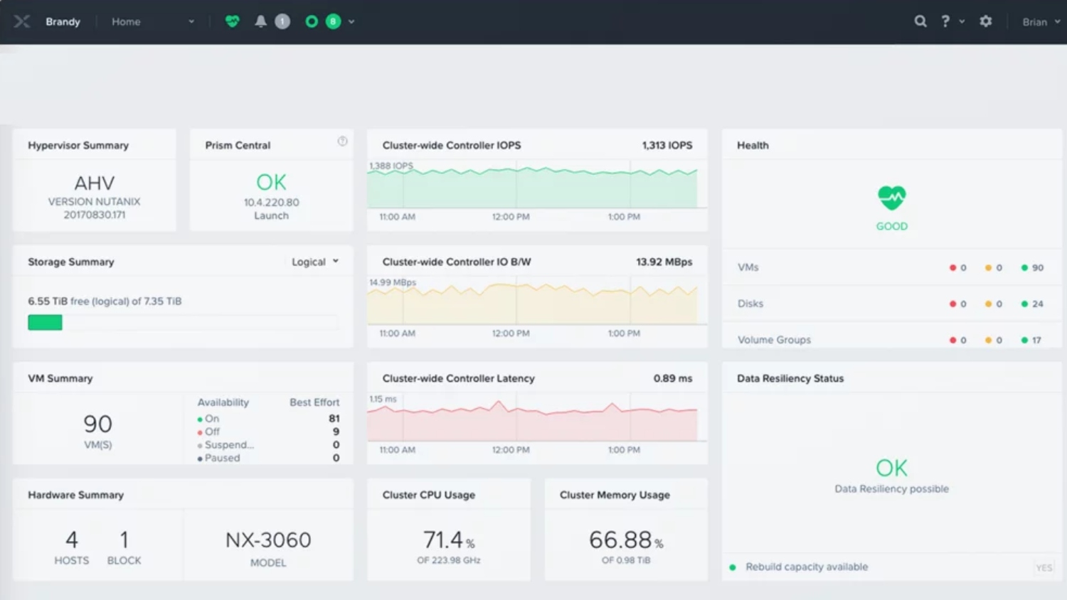 Nutanix's interface. 