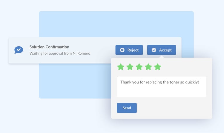 A quick way to obtain customer feedback is to enable customer rating whenever a ticket is resolved.