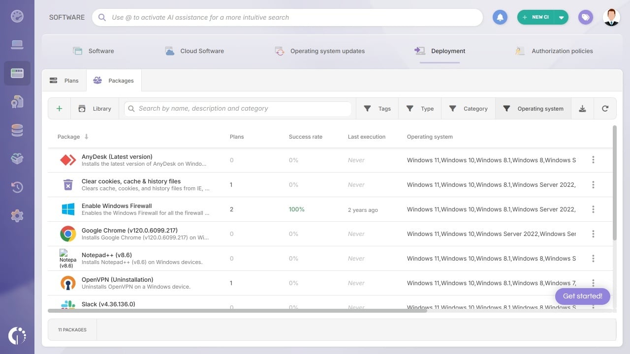Creating a new package in InvGate Asset Management.