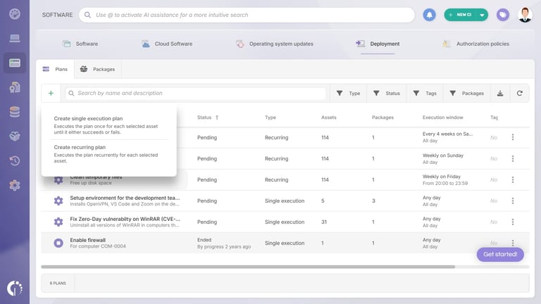Creating a plan in InvGate Asset Management.